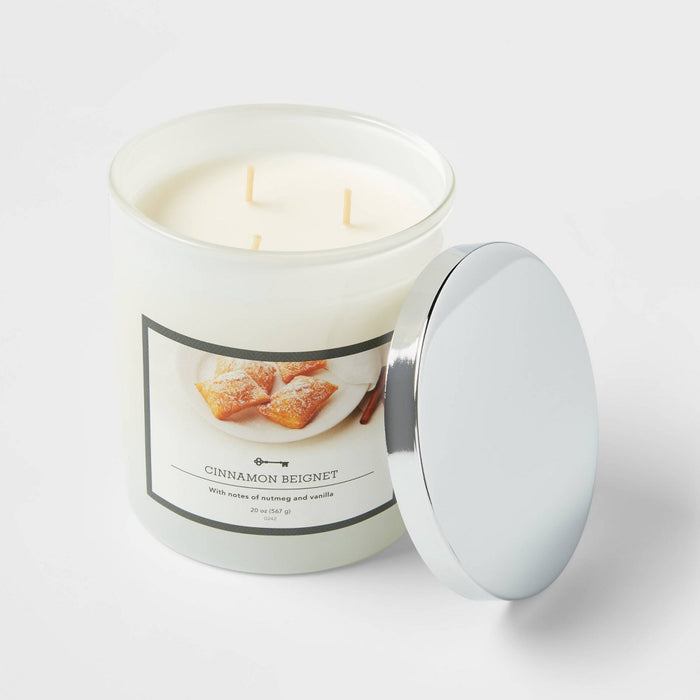 3-Wick 20oz Glass Jar Cinnamon Beignet Candle - Threshold