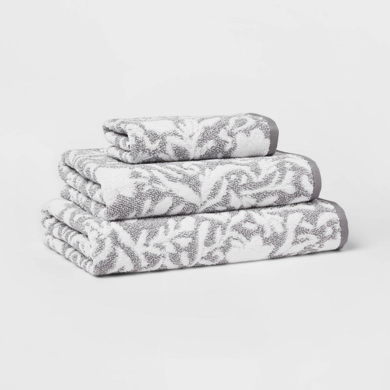 Performance Plus Oversized Bath Towel Gray Floral - Threshold