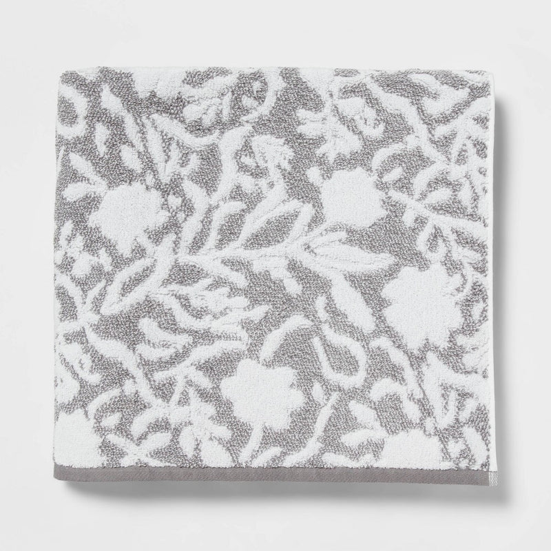 Performance Plus Oversized Bath Towel Gray Floral - Threshold