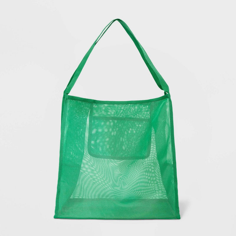 Mesh Shoulder Tote Handbag - Shade & Shore Green