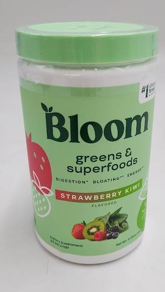 BLOOM NUTRITION Greens and Superfoods Powder - Strawberry Kiwi - 25 ct EXP:11/26