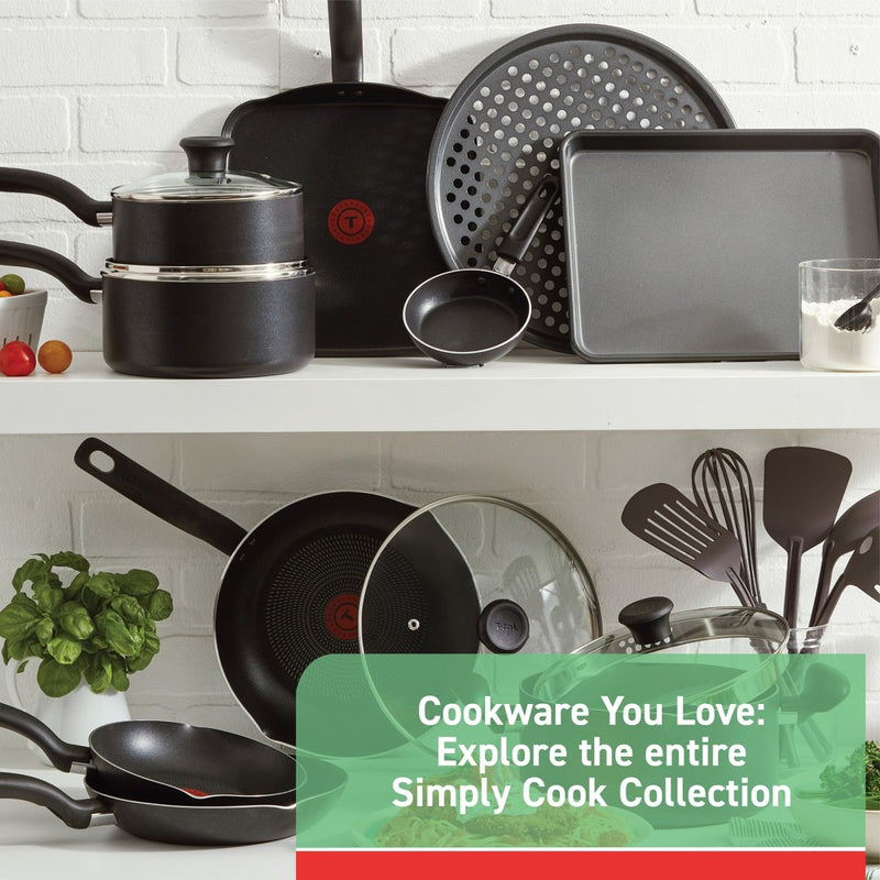 T-Fal 12pc Nonstick Aluminum Cookware Set Black