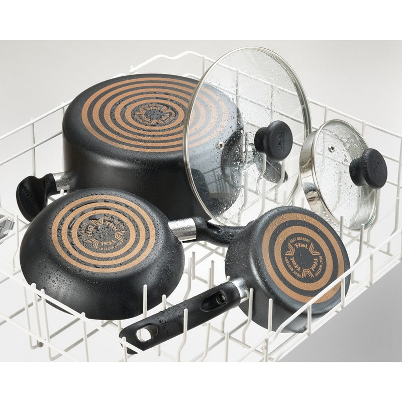 T-Fal 12pc Nonstick Aluminum Cookware Set Black