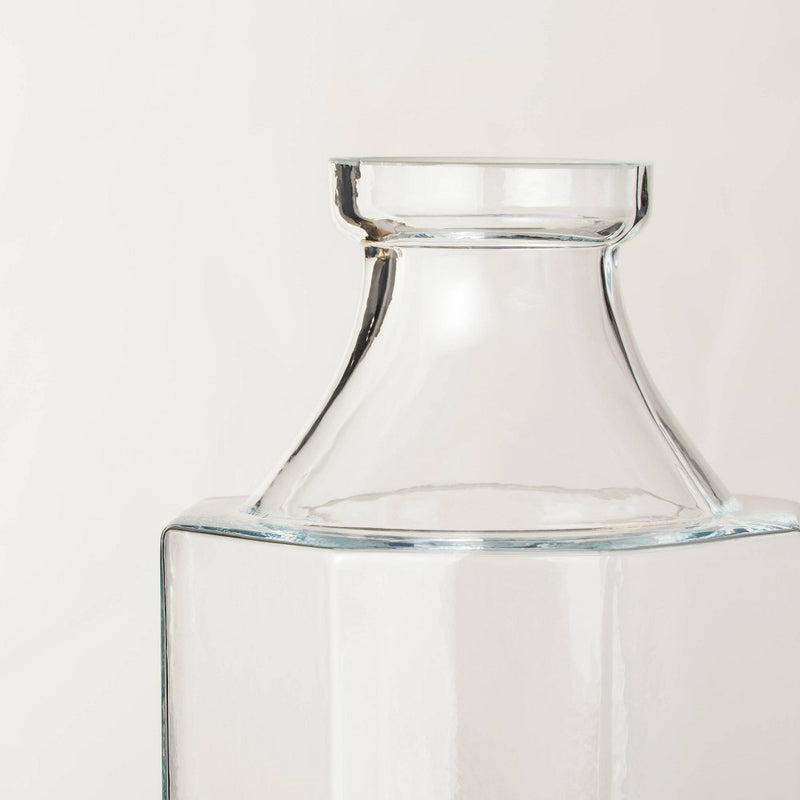 Large Octagonal Clear Glass Bottle Vase - Hearth & Hand with Magnolia