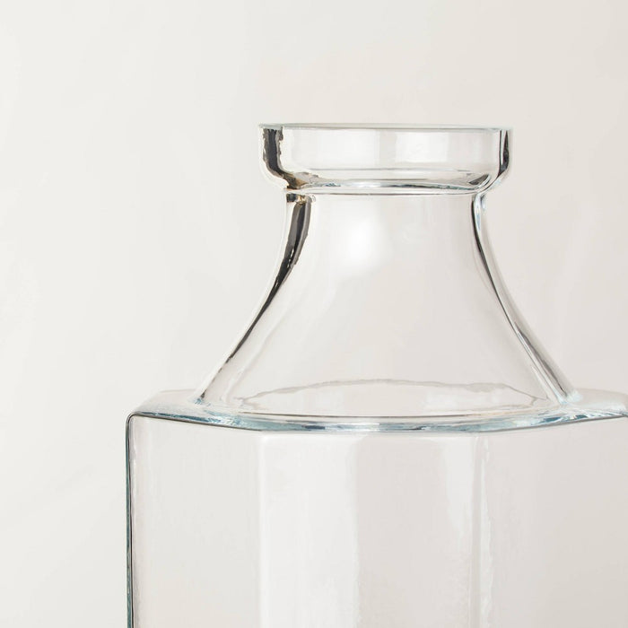 Large Octagonal Clear Glass Bottle Vase - Hearth & Hand with Magnolia
