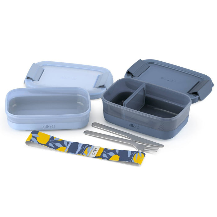 Ello 2pk Plastic Lunch Stack Food Storage Container Blue