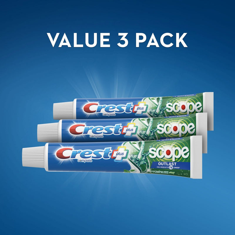 Crest + Scope Outlast Complete Whitening Toothpaste - Mint - 5.4oz/3pk
