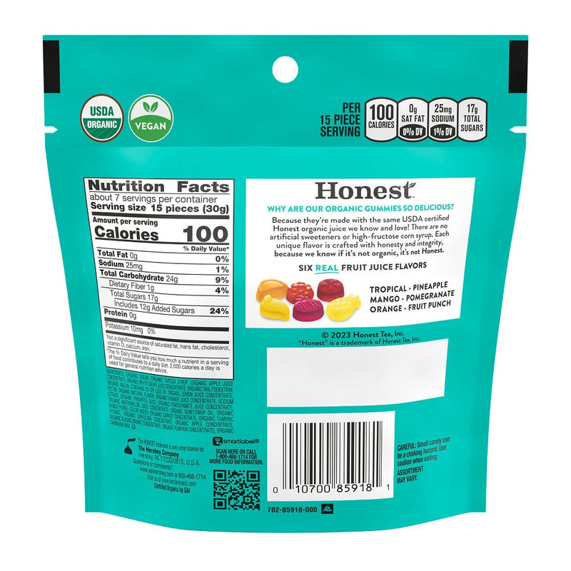 Honest Organic Gummies Tropical Medley Flavor Pouch - 7oz
