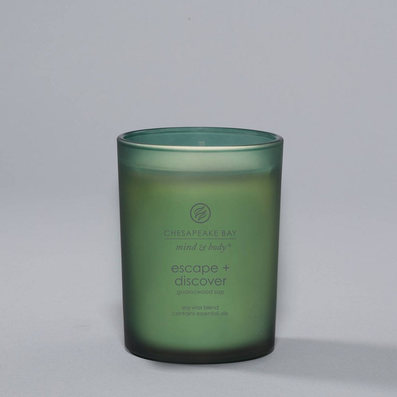 Frosted Glass Escape + Discover Lidded Jar Candle Green 8.8oz - Mind & Body by Chesapeake Bay Candle