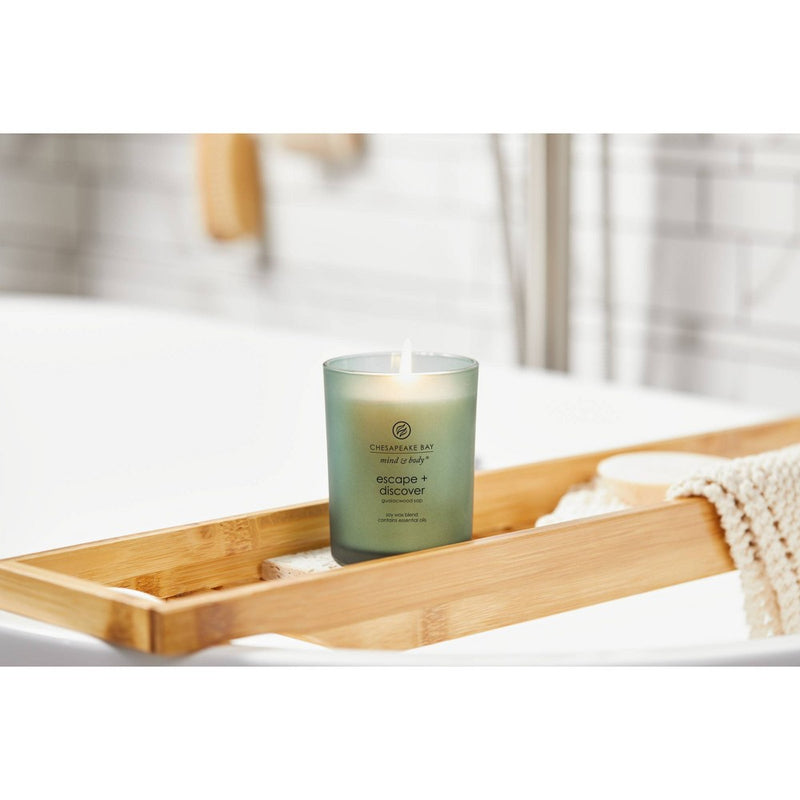 Frosted Glass Escape + Discover Lidded Jar Candle Green 8.8oz - Mind & Body by Chesapeake Bay Candle