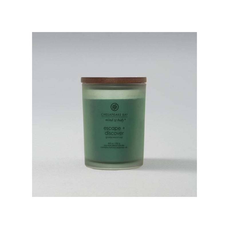 Frosted Glass Escape + Discover Lidded Jar Candle Green 8.8oz - Mind & Body by Chesapeake Bay Candle