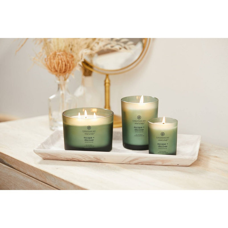 Frosted Glass Escape + Discover Lidded Jar Candle Green 8.8oz - Mind & Body by Chesapeake Bay Candle