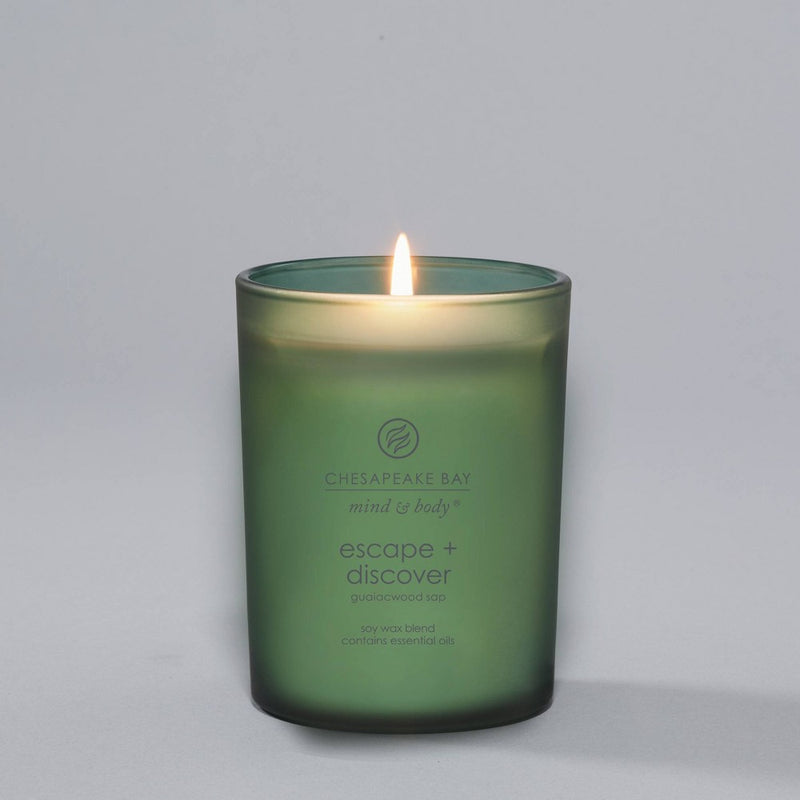 Frosted Glass Escape + Discover Lidded Jar Candle Green 8.8oz - Mind & Body by Chesapeake Bay Candle