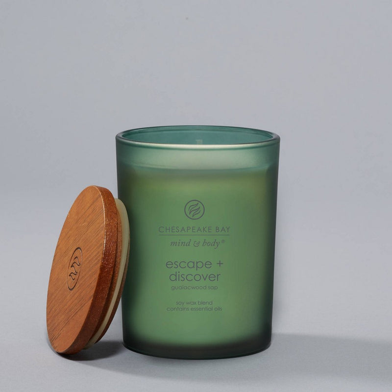 Frosted Glass Escape + Discover Lidded Jar Candle Green 8.8oz - Mind & Body by Chesapeake Bay Candle