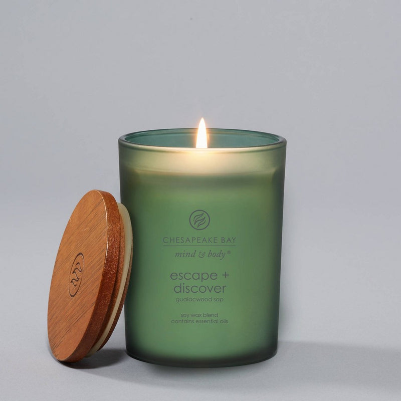 Frosted Glass Escape + Discover Lidded Jar Candle Green 8.8oz - Mind & Body by Chesapeake Bay Candle