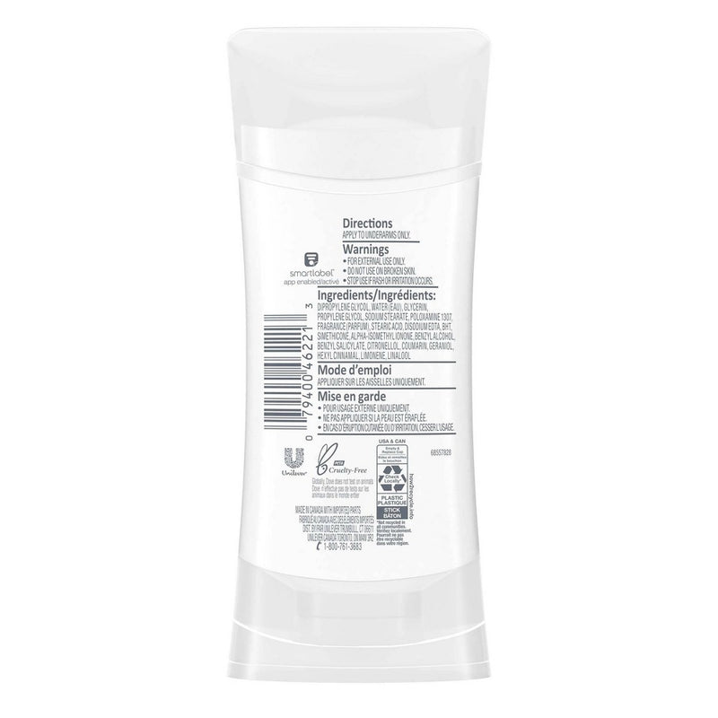 Dove Beauty 0% Aluminum Cucumber & Green Tea Women's Deodorant Stick