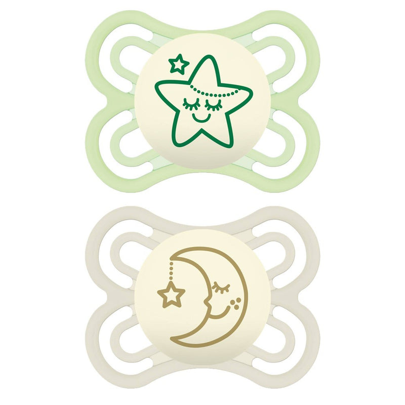 MAM Perfect Night Pacifier 2ct - Green/White - 0-6 Months