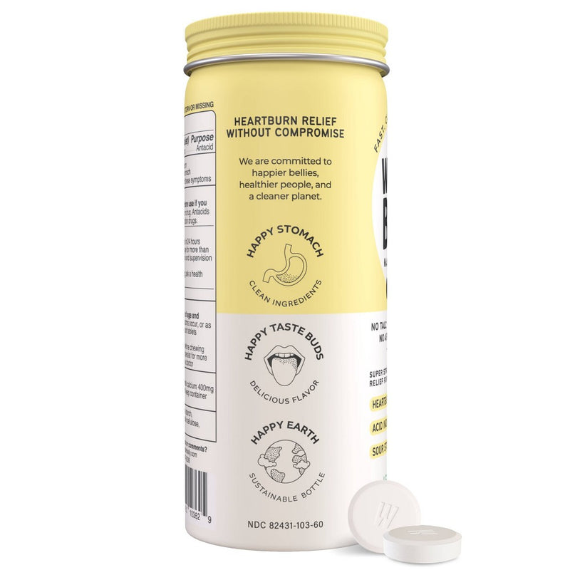 Wonderbelly Antacid 1000mg Chewable Tablet - Lemon Sorbet - 60ct