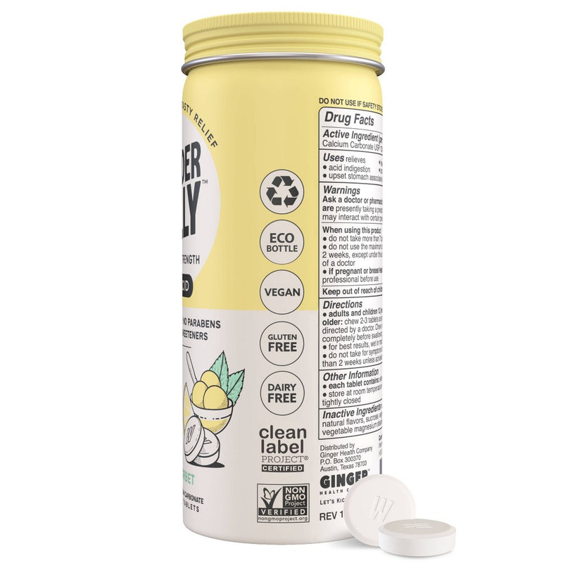 Wonderbelly Antacid 1000mg Chewable Tablet - Lemon Sorbet - 60ct