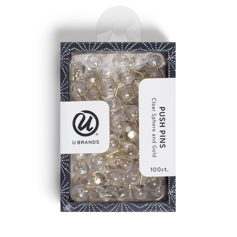 U Brands 100ct Push Pins - Clear