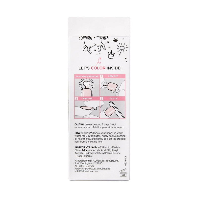 Kiss imPRESS Press-On Manicure Mini Fake Nails for Kids - French Pop - SINGLE PACK/90ct