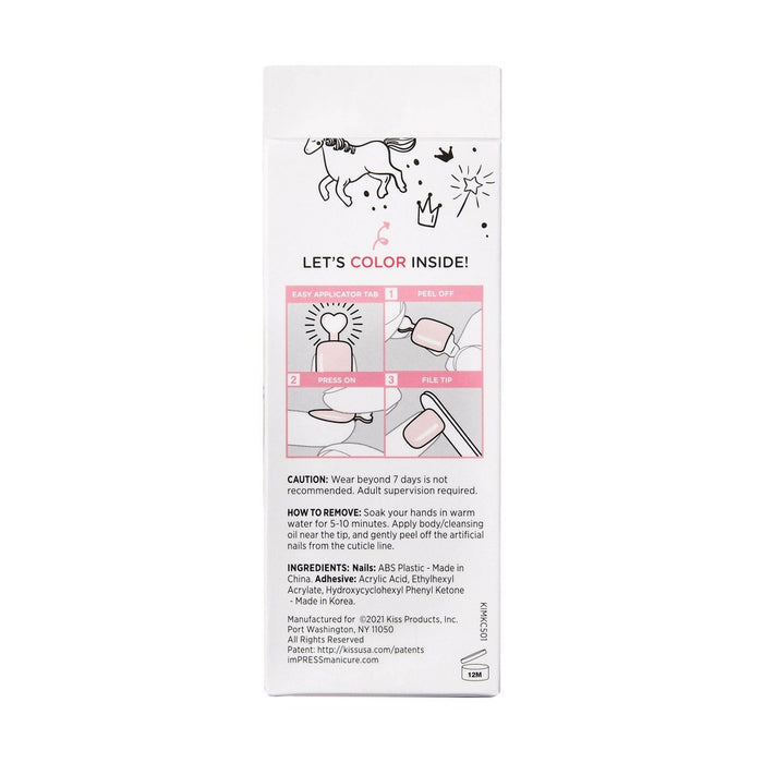 Kiss imPRESS Press-On Manicure Mini Fake Nails for Kids - French Pop - SINGLE PACK/90ct