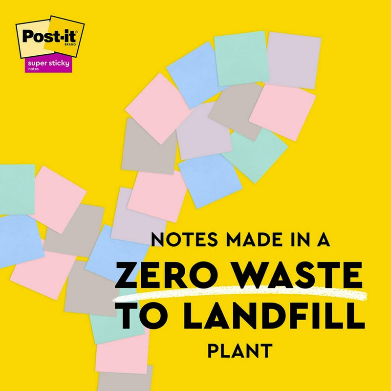 Post-it Recycled Super Sticky Notes 3"x3" Pastels