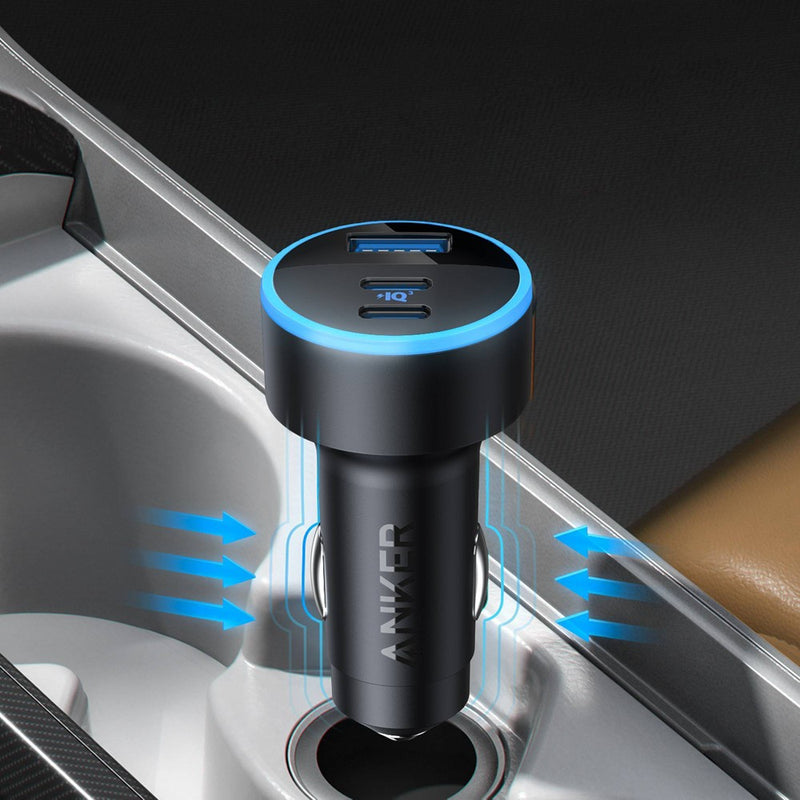 Anker 3-Port 67W Car Charger with 3' APPLE to USB-C Cable - Black