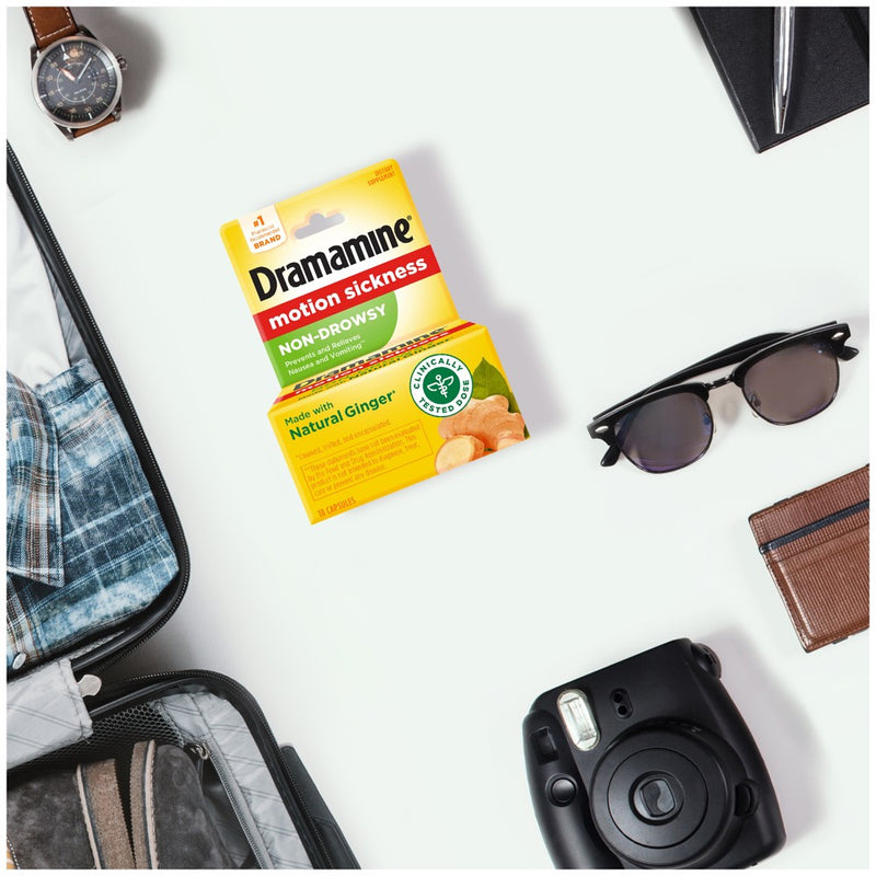 Dramamine Non-Drowsy Naturals Motion Sickness Relief for Nausea, Dizziness & Vomiting - 18ct - EXP: JUN 2025