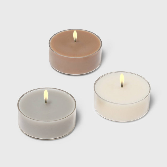 24pk Tealight Vanilla Bean and Amber/Cozy Cashmere/Ashwood Candle - Threshold