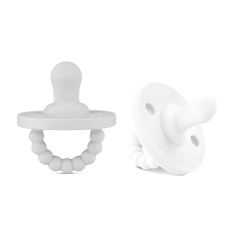 Ryan & Rose Flat Pacifier - Gray and White - 2pk