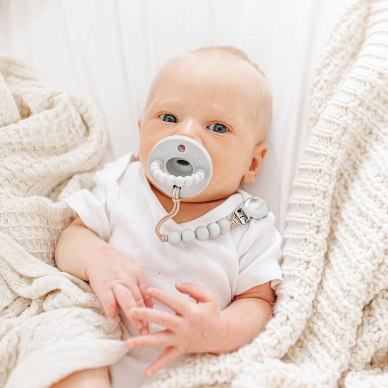 Ryan & Rose Flat Pacifier - Gray and White - 2pk