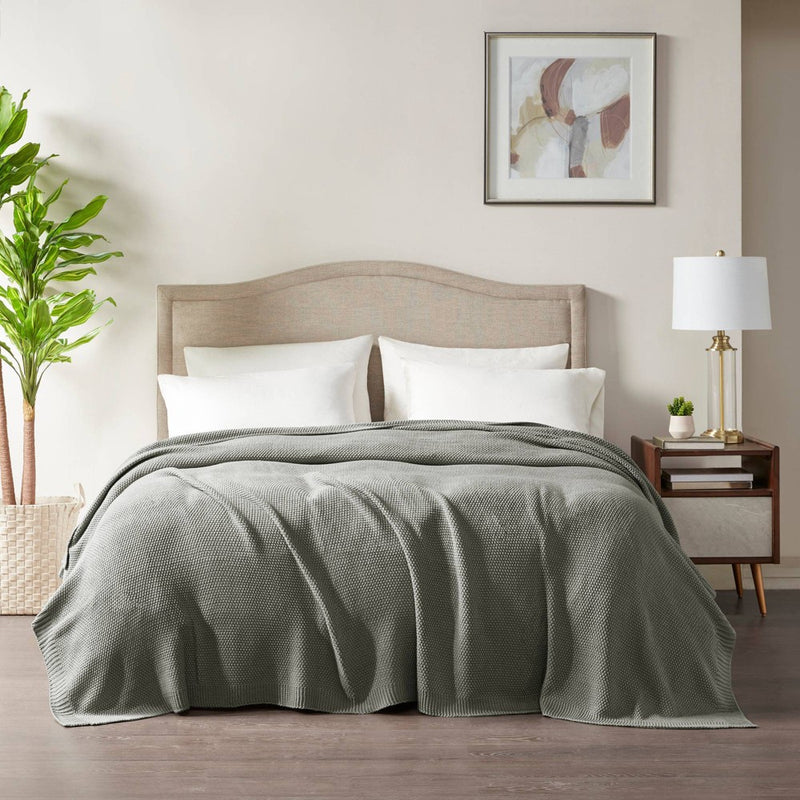 Full/Queen Bree Knit Bed Blanket Charcoal