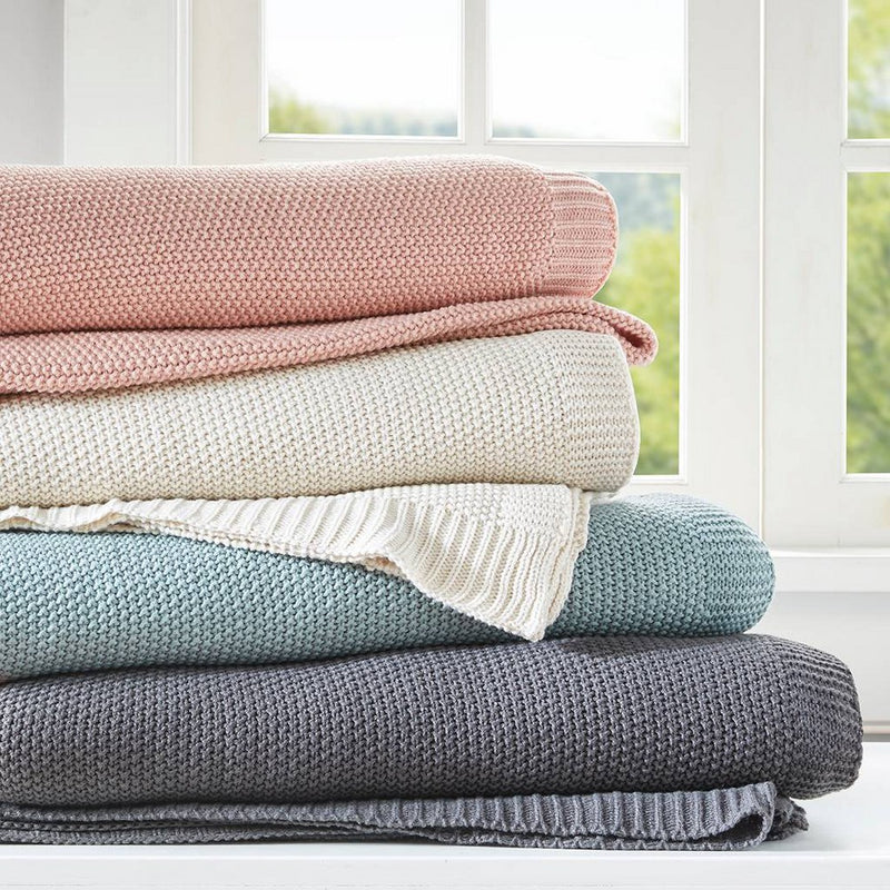 Full/Queen Bree Knit Bed Blanket Charcoal
