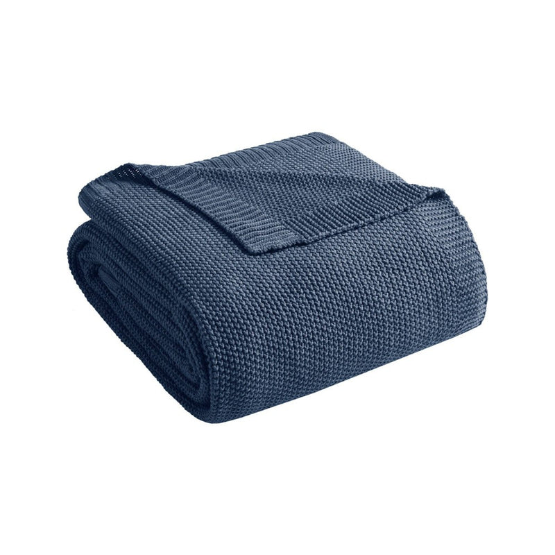 Full/Queen Bree Knit Bed Blanket Indigo