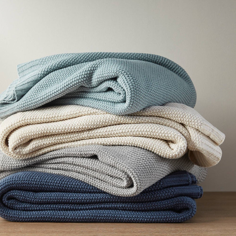 Full/Queen Bree Knit Bed Blanket Indigo