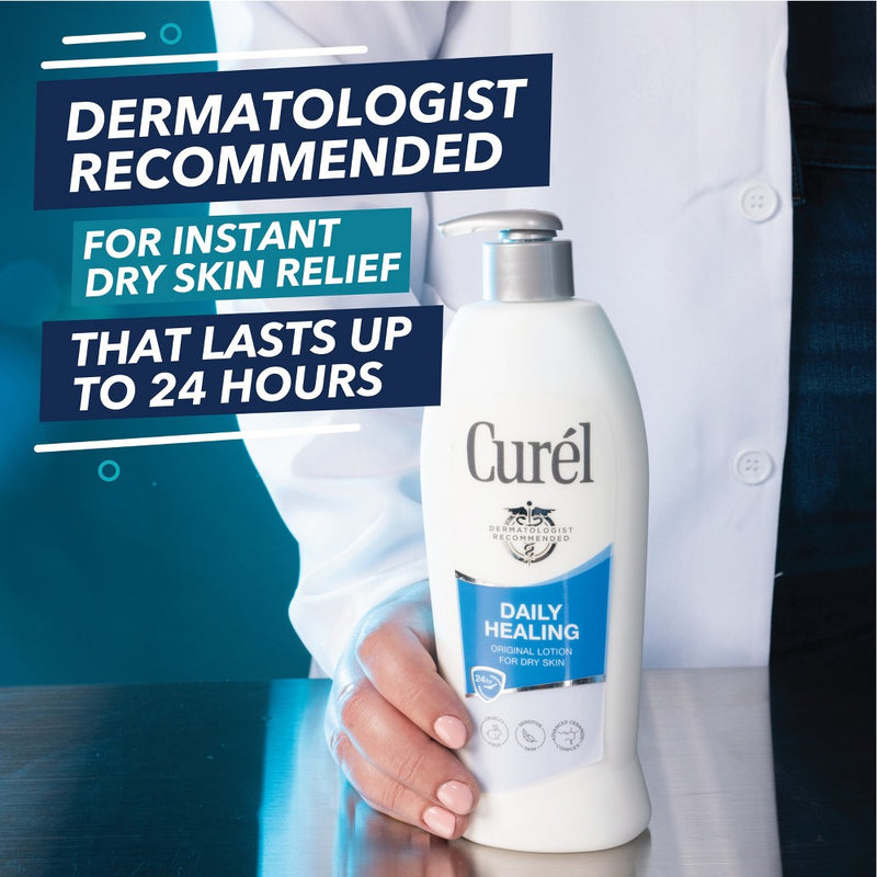 Curel Daily Healing Hand and Body Lotion For Dry Skin, Advanced Ceramides Complex, All Skin Types Scented - 20 fl oz