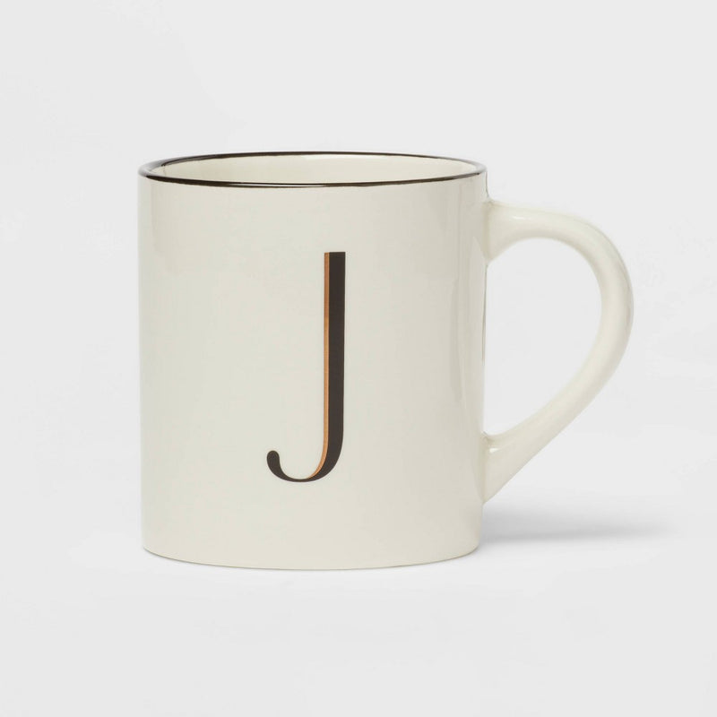 16oz Stoneware Monogram J Mug Ivory - Threshold