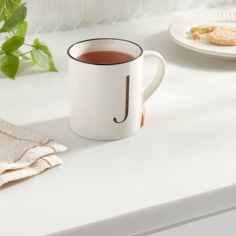 16oz Stoneware Monogram J Mug Ivory - Threshold