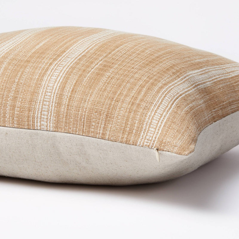 Woven Striped Square Throw Pillow Camel/Cream - Threshold designed with Studio McGee