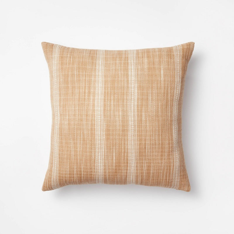 Woven Striped Square Throw Pillow Camel/Cream - Threshold designed with Studio McGee
