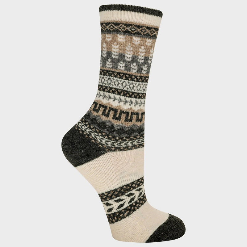 Alaska Knits Women's Soft Alpine Wool Blend Crew Socks - Natural Wood 4-10