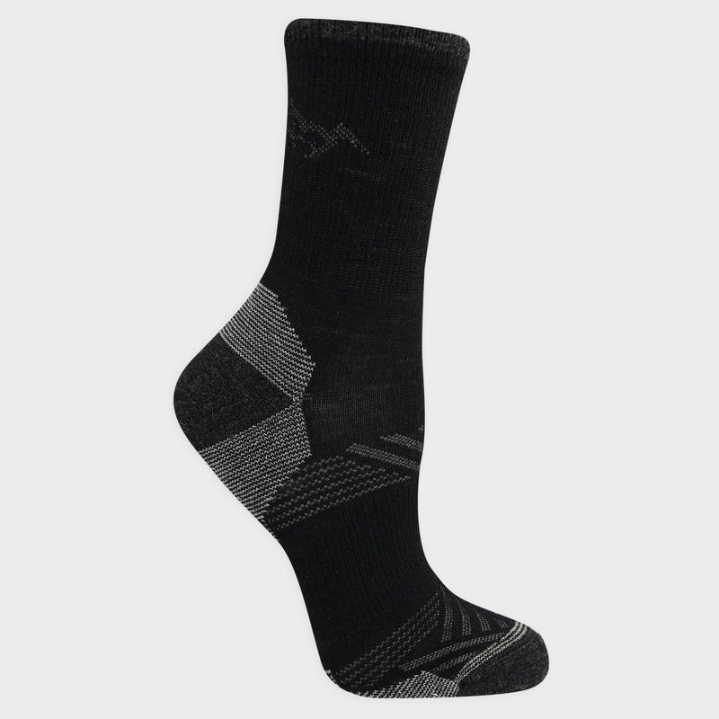 Alaska Knits Women's Peak Trail Mid Crew Merino Wool Socks - Black 4-10