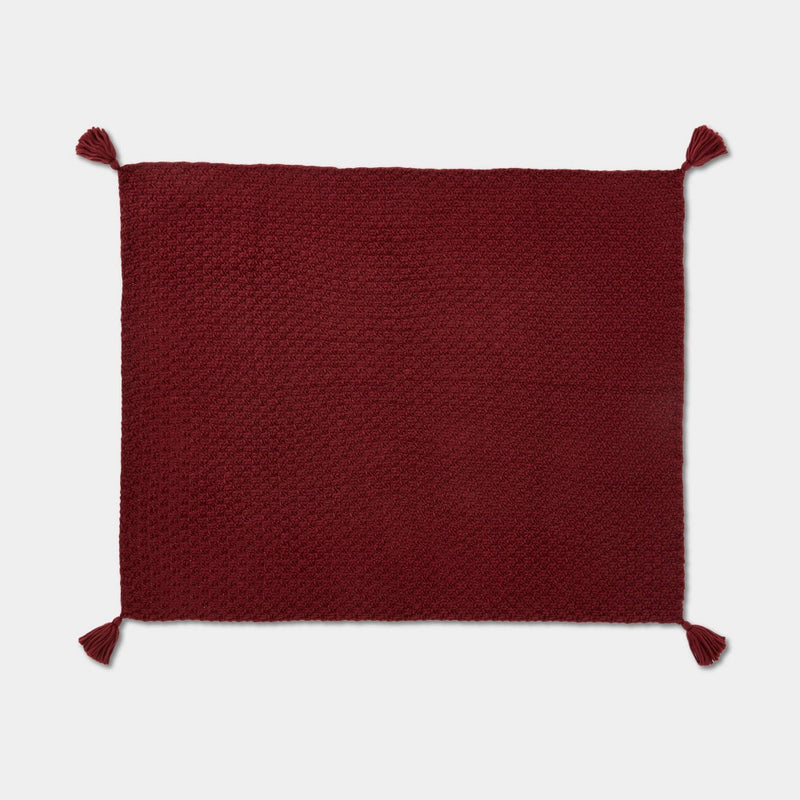Chunky Knit Reversible Throw Blanket Burgundy - Threshold designed with Studio McGee