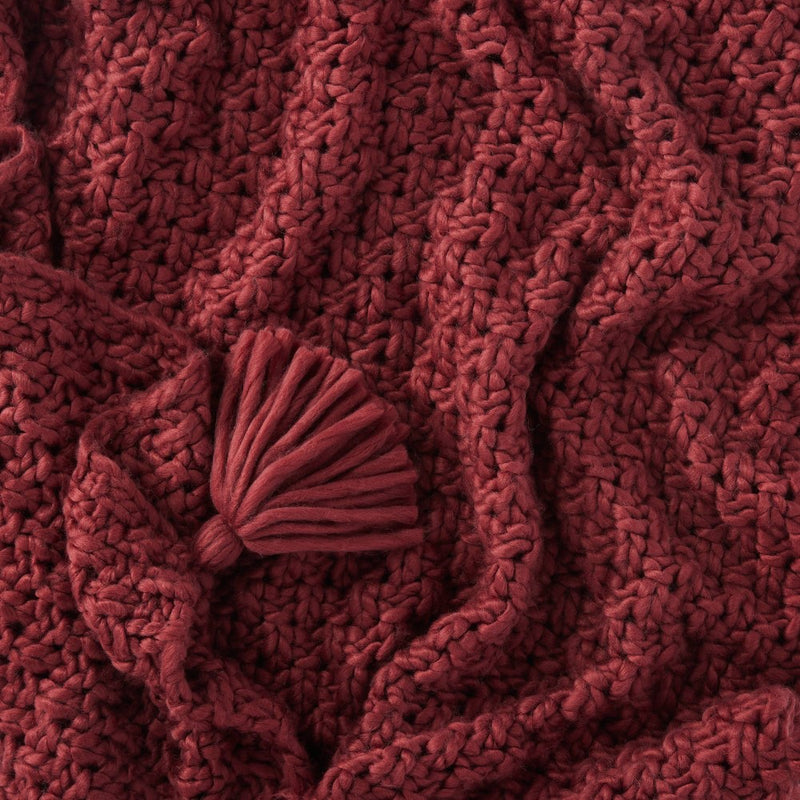 Chunky Knit Reversible Throw Blanket Burgundy - Threshold designed with Studio McGee