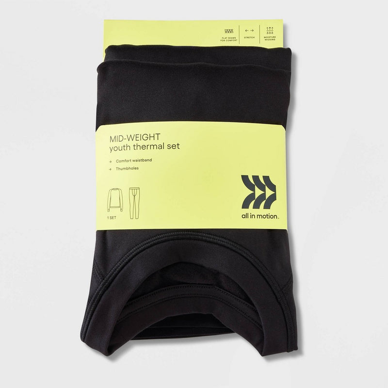 Boys' 2pk Thermal Set - All in Motion Black M
