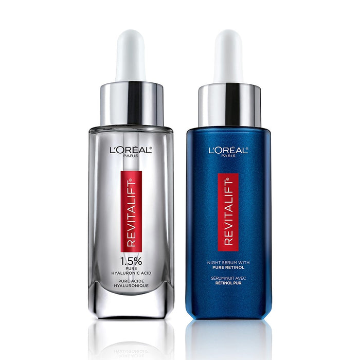 L'oreal Paris Revitalift 1.5% Pure Hyaluronic Acid Face Serum + 0.3% Pure Retinol Night Serum, 1 Kit
