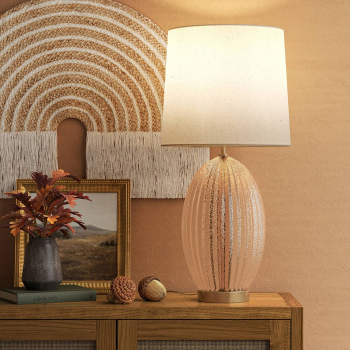 Large Ribbed Glass Lamp Base Clear - Threshold