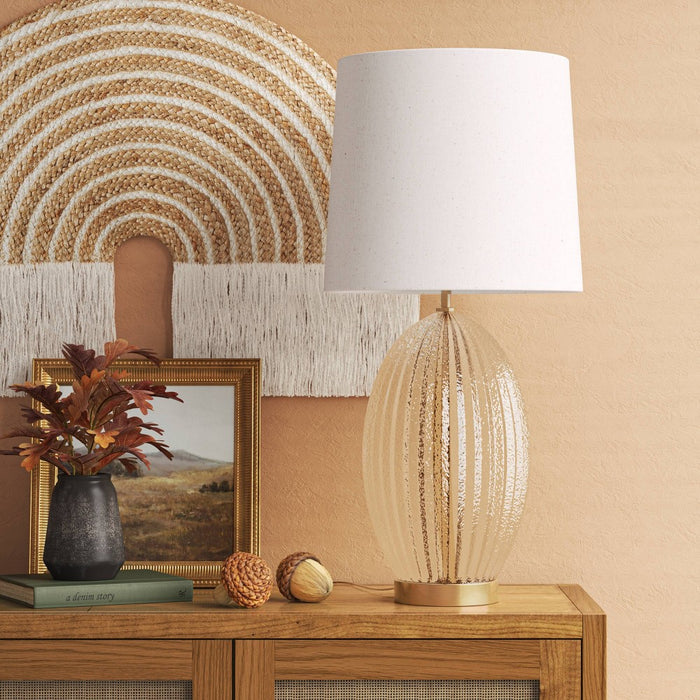 Large Ribbed Glass Lamp Base Clear - Threshold