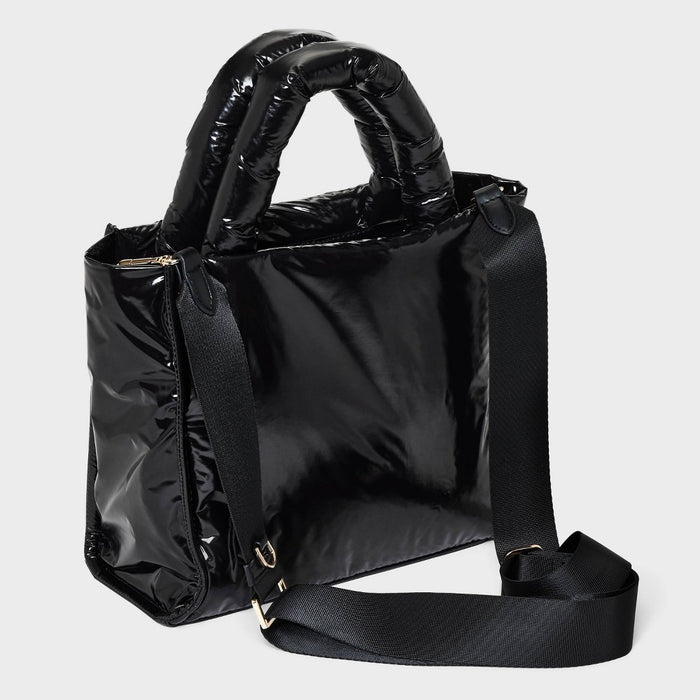 Midi Boxy Satchel Handbag - A New Day Black